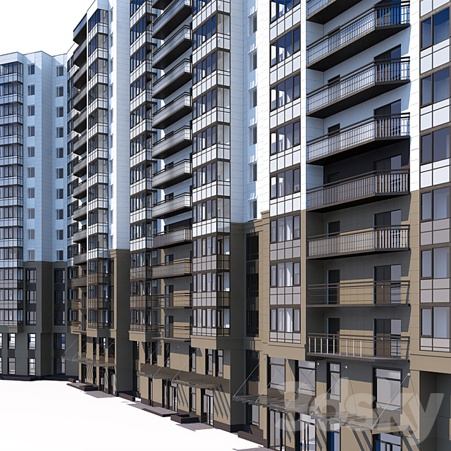 Multi-storey residential building 3DSMax File - thumbnail 2