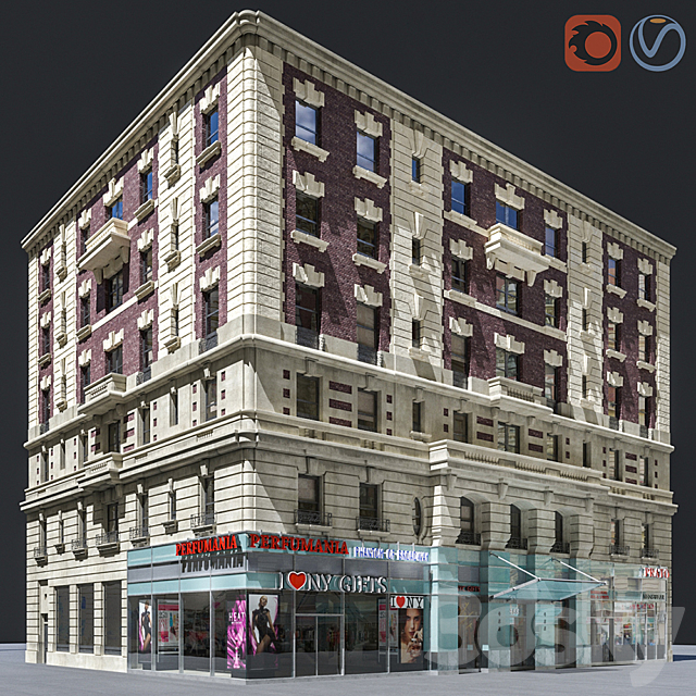 New York old building facade 3DS Max Model - thumbnail 1