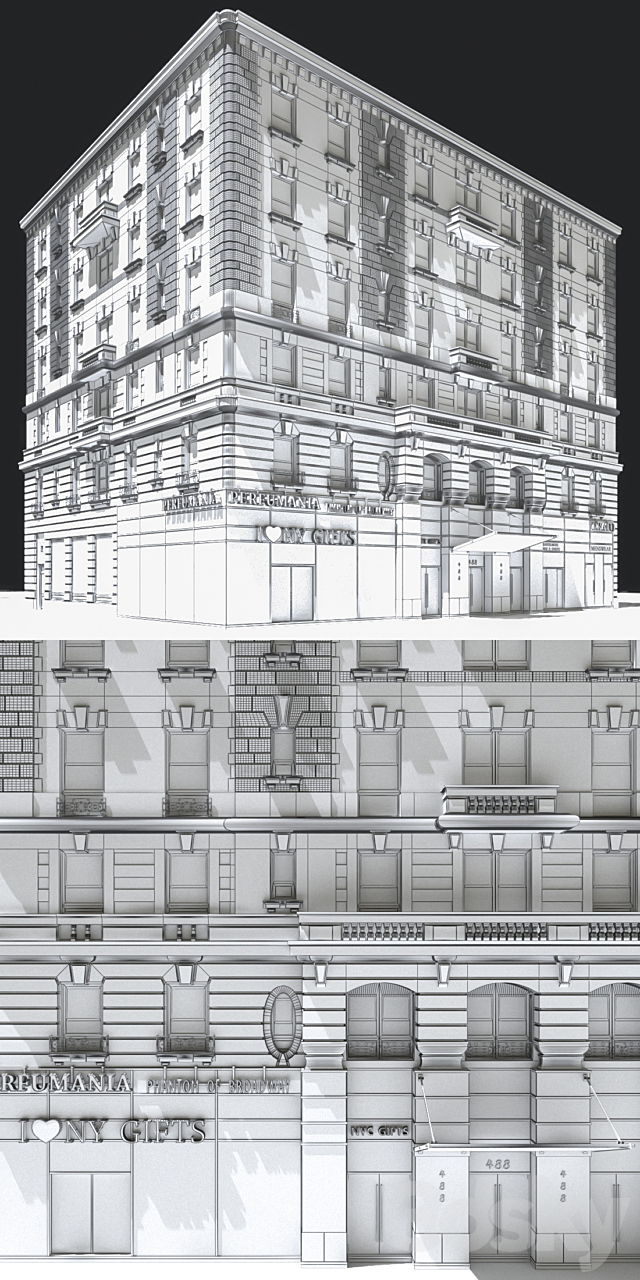 New York old building facade 3DS Max Model - thumbnail 3