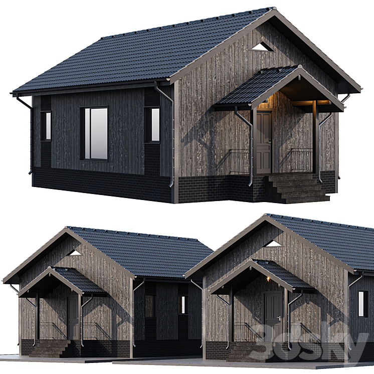 One-story wooden house 3DS Max - thumbnail 2