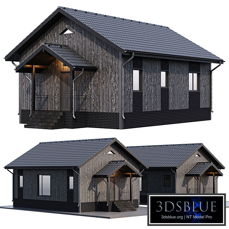 One-story wooden house 3DS Max - thumbnail 3