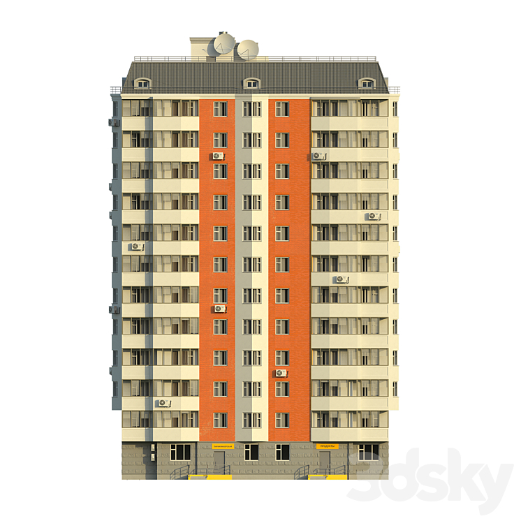 P44T 1 section 12 floors 3DS Max - thumbnail 1