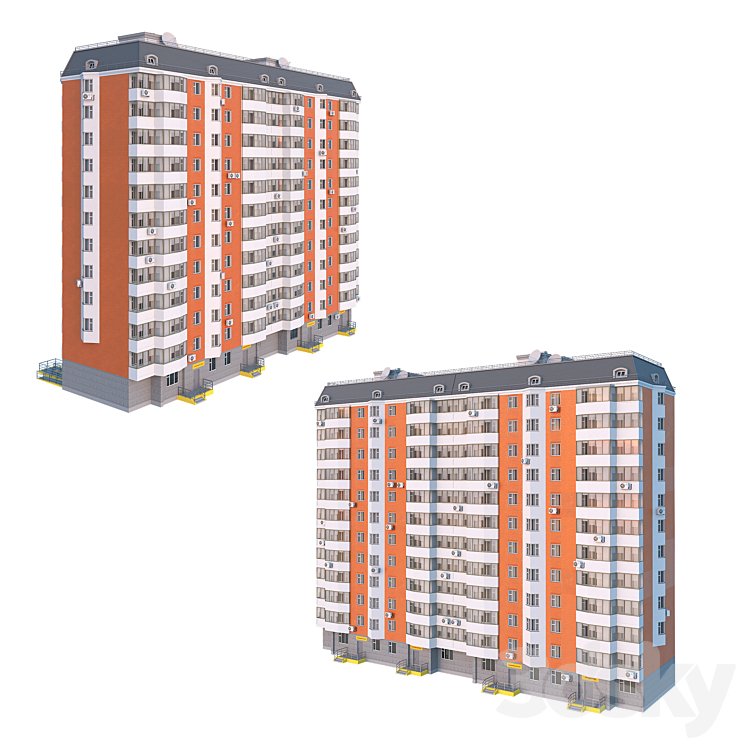 P44T 2 sections 12 floors 3DS Max - thumbnail 2