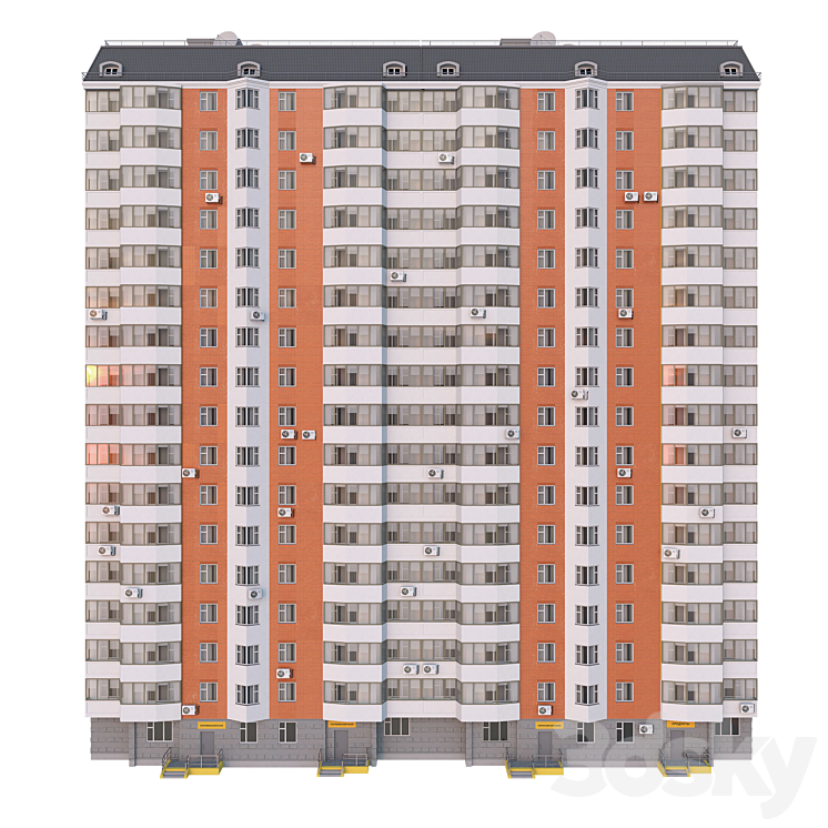 P44T 2 sections 17 floors 3DS Max - thumbnail 1