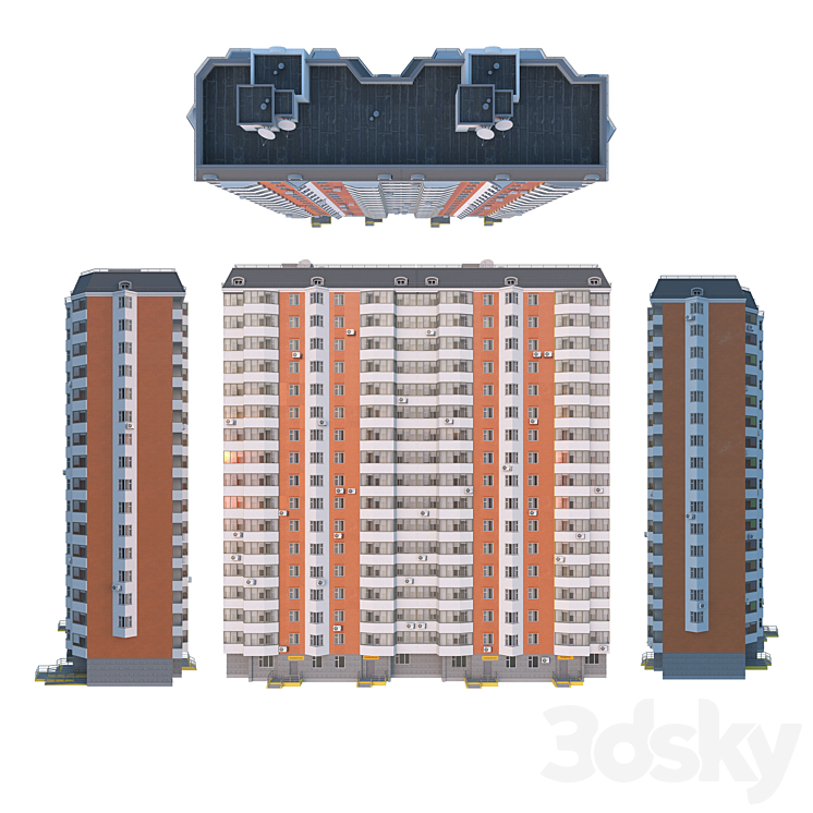 P44T 2 sections 17 floors 3DS Max - thumbnail 2