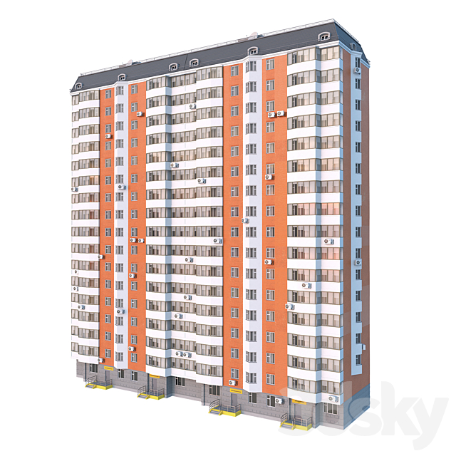 P44T 2 sections 17 floors 3DS Max Model - thumbnail 4