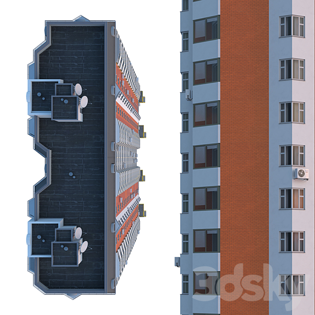 P44T 2 sections 17 floors 3DS Max Model - thumbnail 5