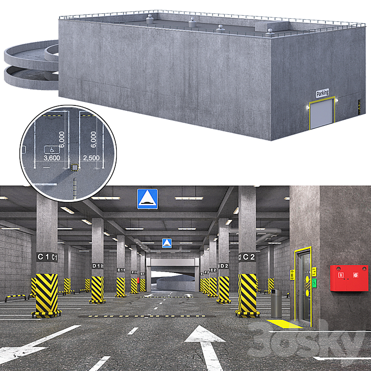 Parking lot 3DS Max - thumbnail 1