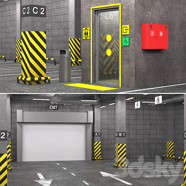 Parking lot 3DS Max Model - thumbnail 3