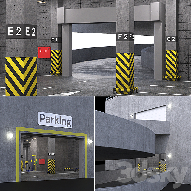 Parking lot 3DS Max Model - thumbnail 5