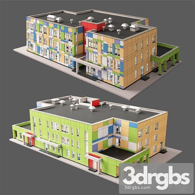 Preschool Educational Institution Building 3dsmax Download - thumbnail 1