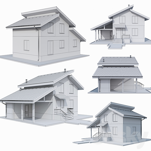 Private two-storey cottage 3DSMax File - thumbnail 5