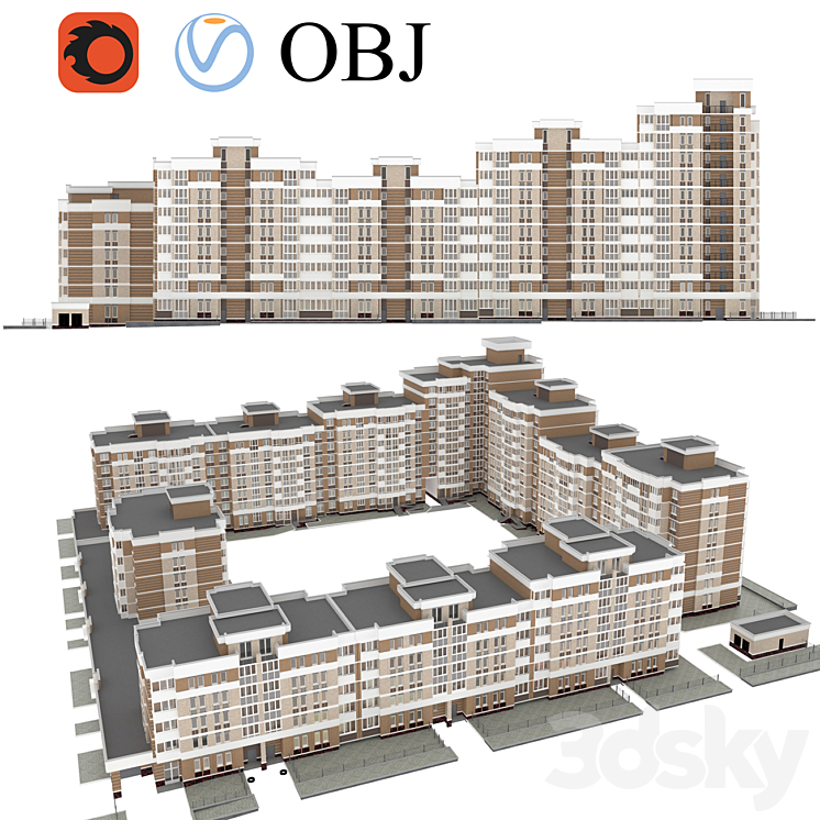 Quarterly building – apartment building 3DS Max - thumbnail 1