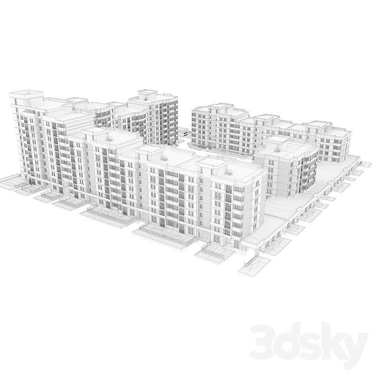 Quarterly building – apartment building 3DS Max - thumbnail 2