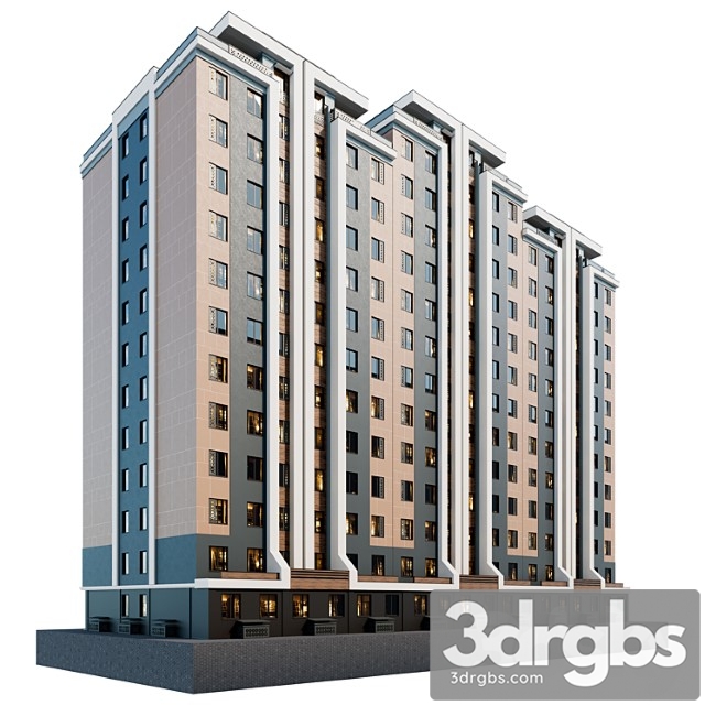 Residential Building 12 Floors 3dsmax Download - thumbnail 1