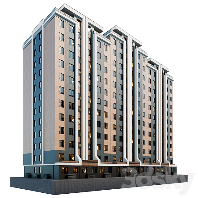 Residential building 12 floors 3DSMax File - thumbnail 1