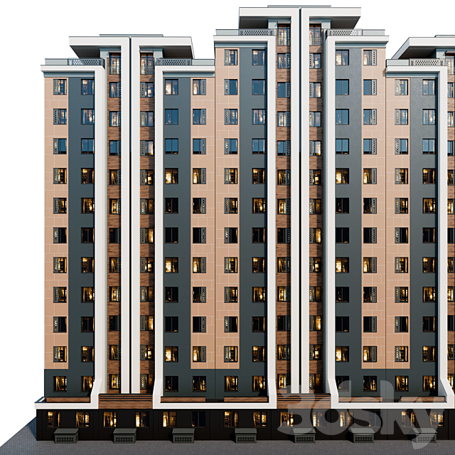 Residential building 12 floors 3DSMax File - thumbnail 2