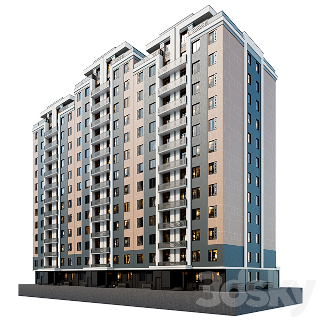 Residential building 12 floors 3DSMax File - thumbnail 3