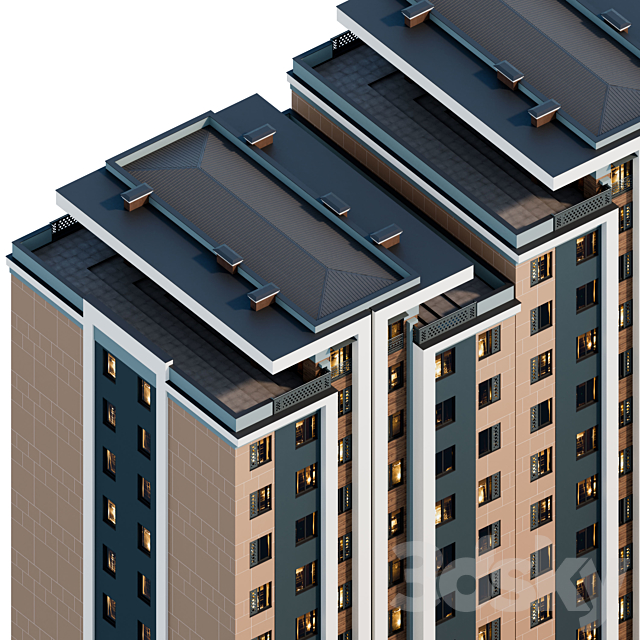 Residential building 12 floors 3DSMax File - thumbnail 4