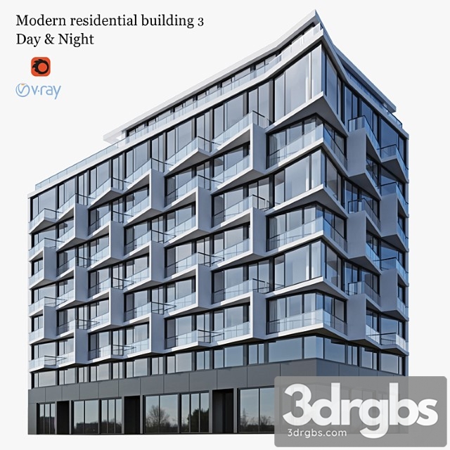 Residential Building 3 3dsmax Download - thumbnail 1