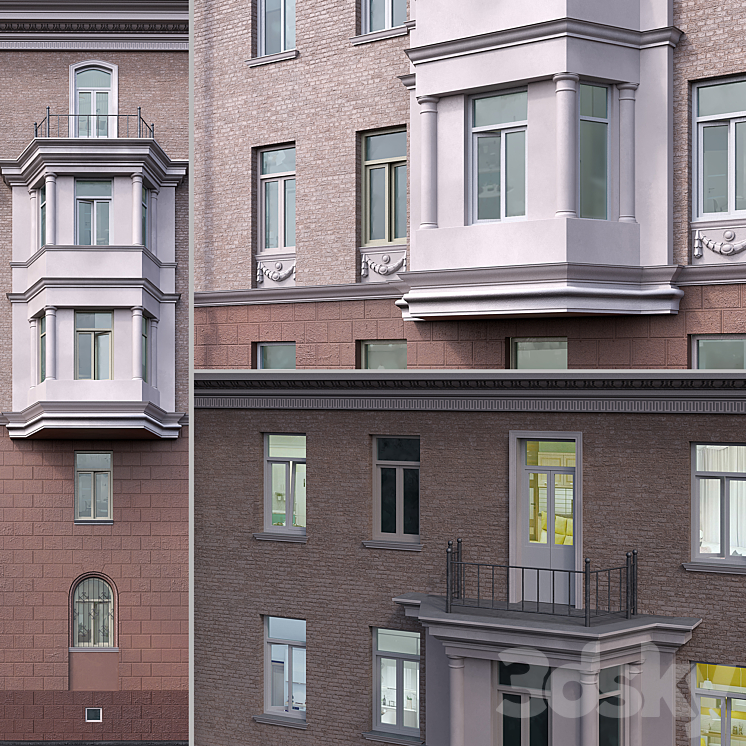 Residential building in classic style 3DS Max Model - thumbnail 2