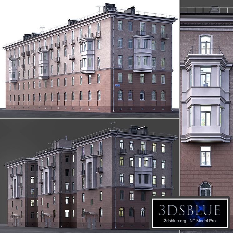 Residential building in classic style 3DS Max - thumbnail 3