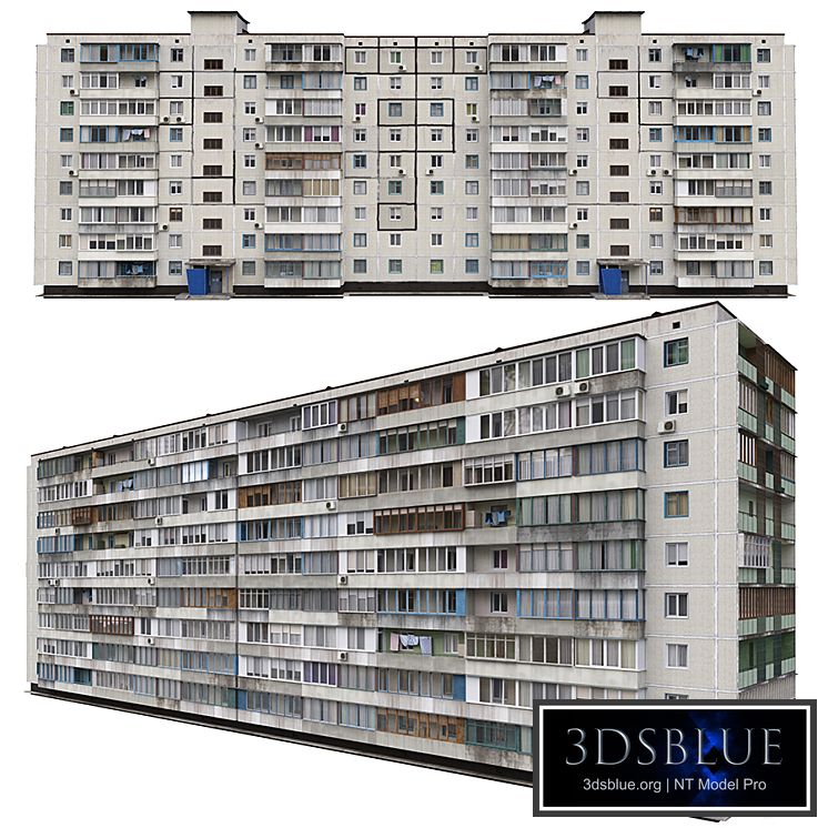 Residential building Soviet era. Series 1KG-480 3DS Max - thumbnail 3