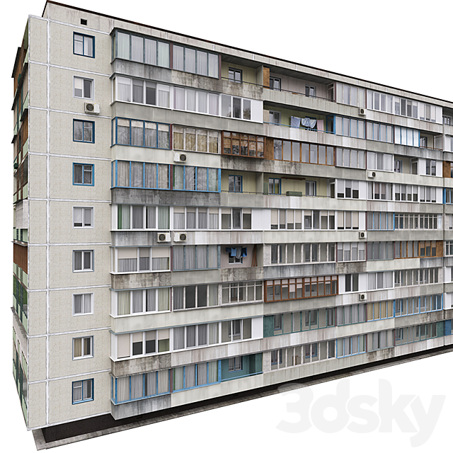 Residential building Soviet era. Series 1KG-480 3DS Max Model - thumbnail 2