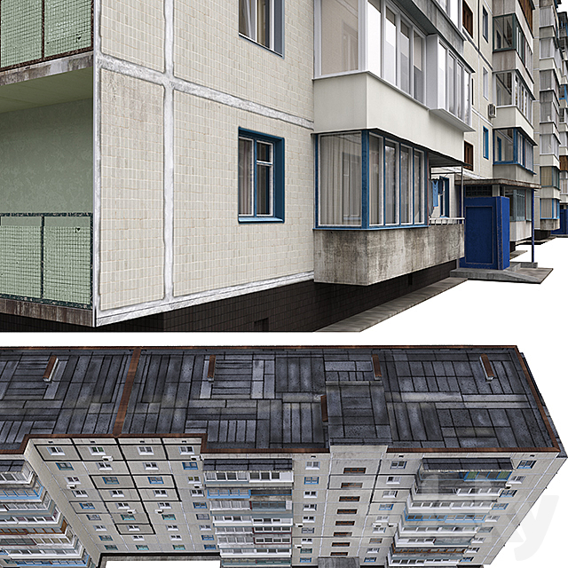 Residential building Soviet era. Series 1KG-480 3DS Max Model - thumbnail 3