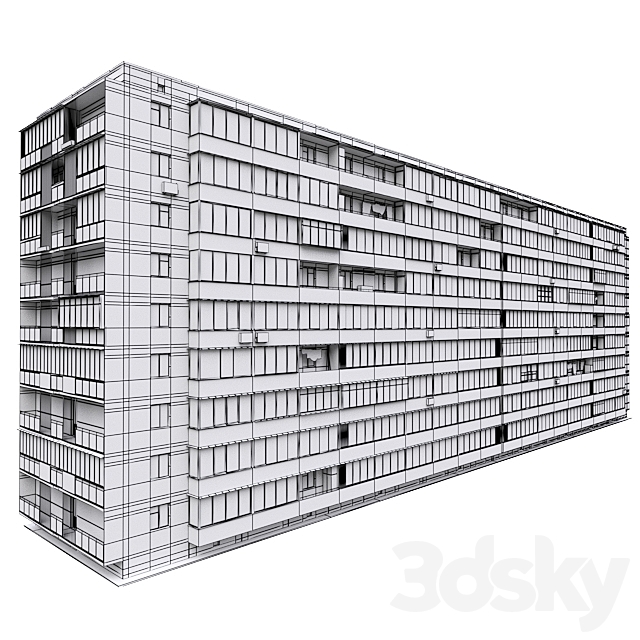 Residential building Soviet era. Series 1KG-480 3DS Max Model - thumbnail 4