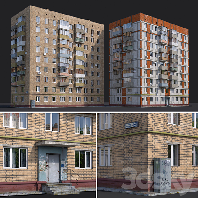 Residential houses. Moscow. Azov street. 21 and Chongarsky boulevard. 30 3DSMax File - thumbnail 1