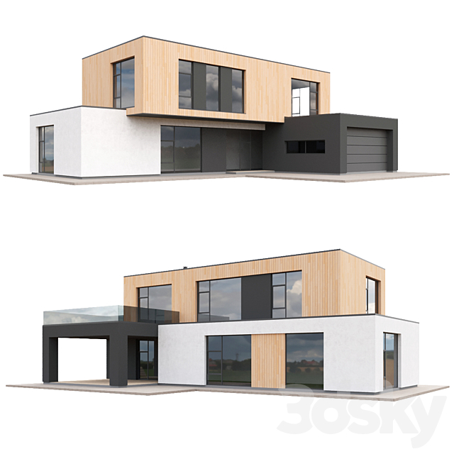 Set of low poly houses 01 3DS Max Model - thumbnail 4