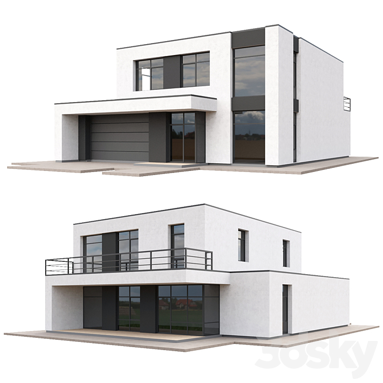 Set of low poly houses 02 3DS Max - thumbnail 2