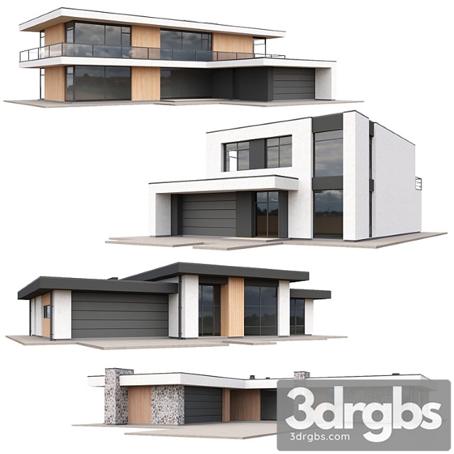 Set of low poly houses 02 3dsmax Download - thumbnail 1