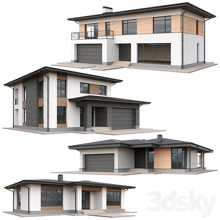 Set of low poly houses 03 3DS Max - thumbnail 1