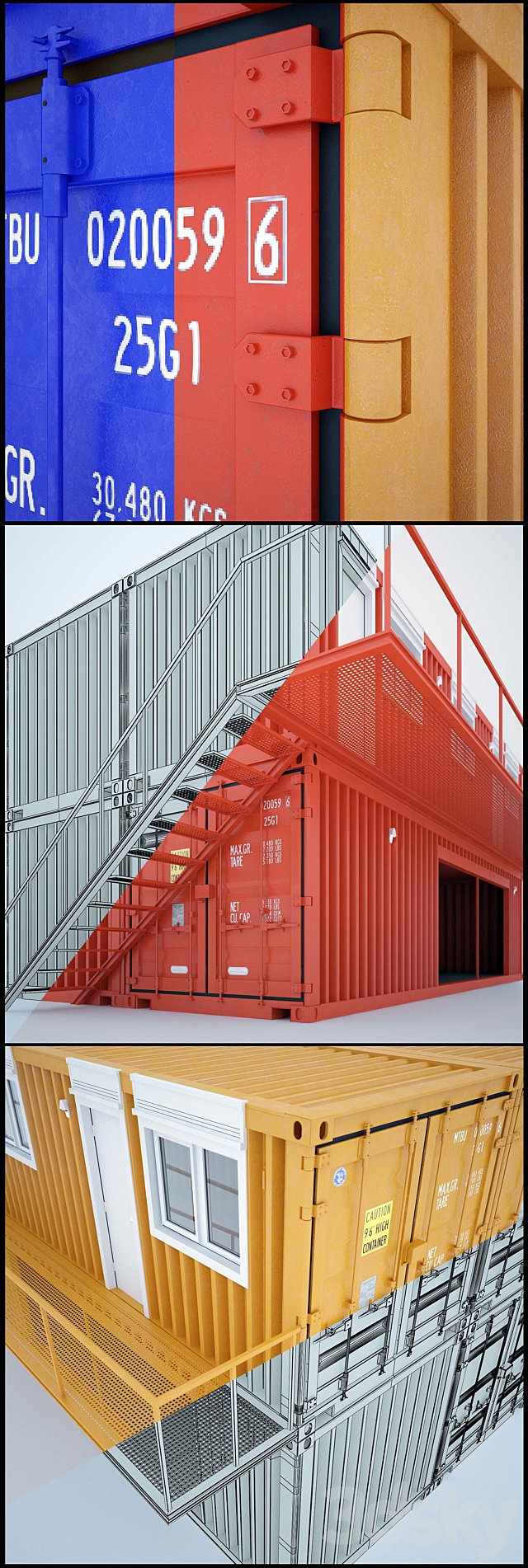 Shipping Container Homes 3DS Max Model - thumbnail 2