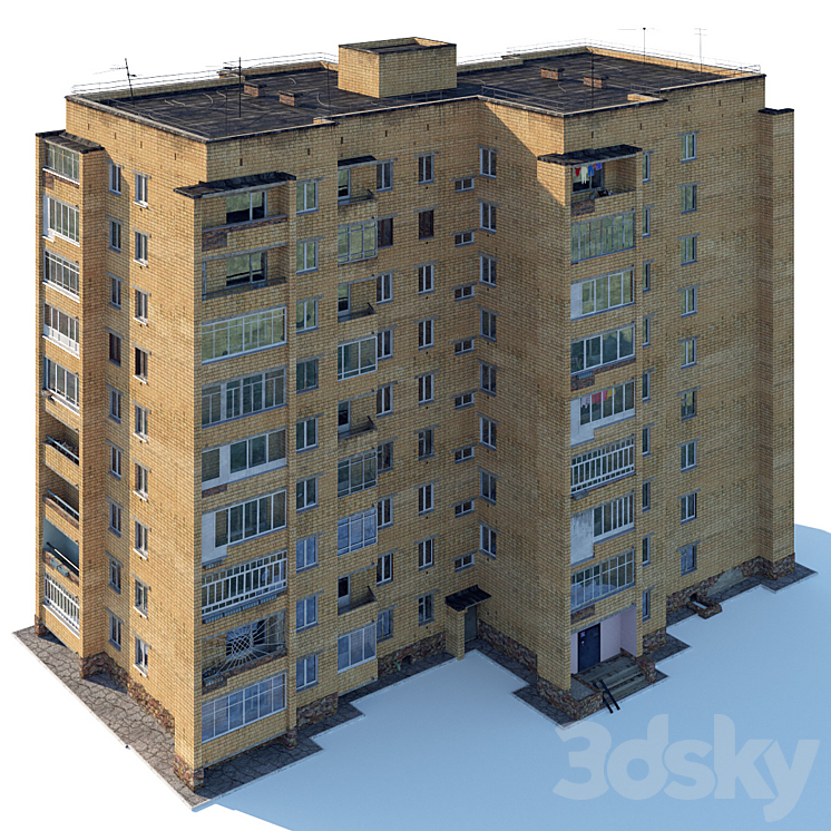 Soviet nine-story house 3DS Max - thumbnail 2