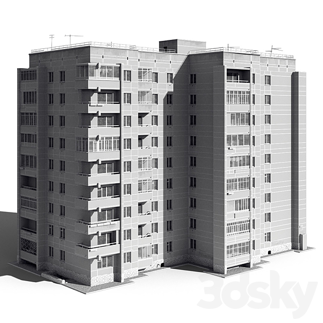 Soviet nine-story house 3DSMax File - thumbnail 3