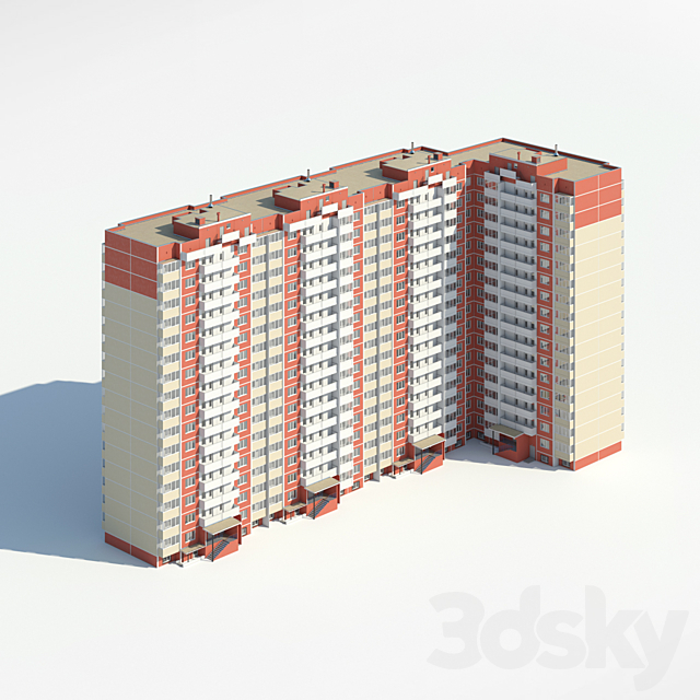 Space-block house. Series RBB-2c 3DSMax File - thumbnail 1