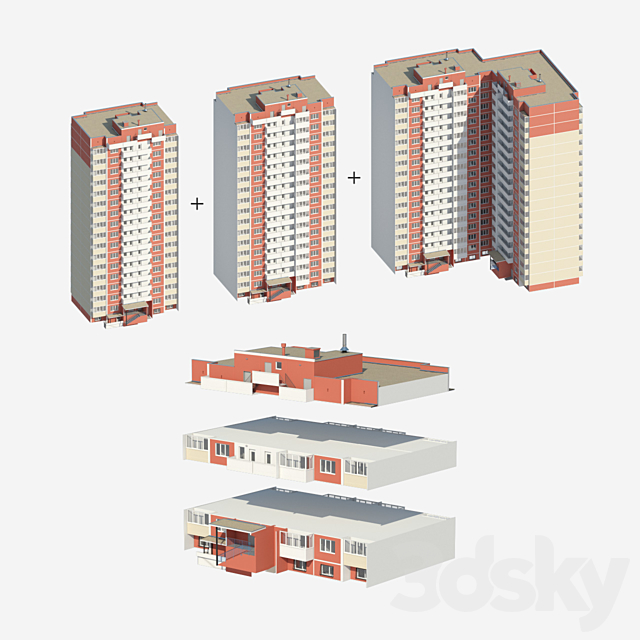 Space-block house. Series RBB-2c 3DSMax File - thumbnail 2