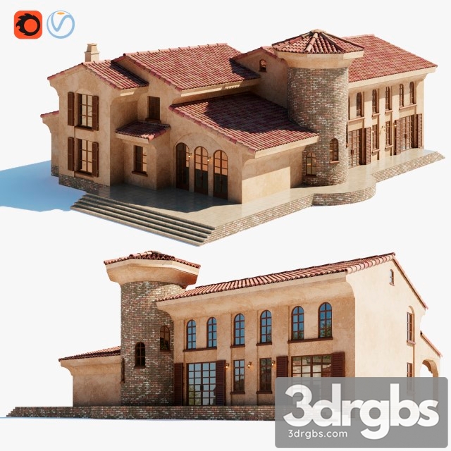 Spanish Colonial Villa 3dsmax Download - thumbnail 1