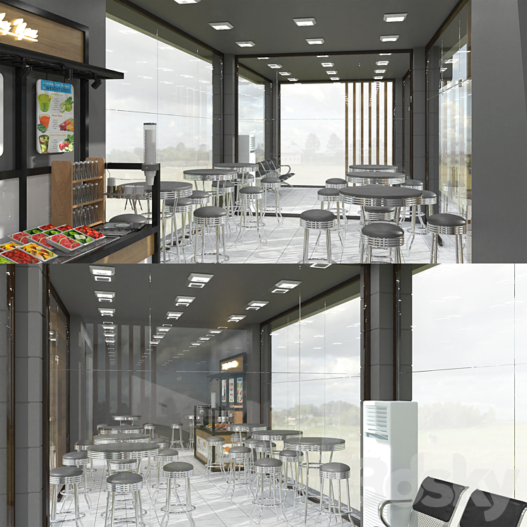 Stop with a cafeteria 3DS Max - thumbnail 2