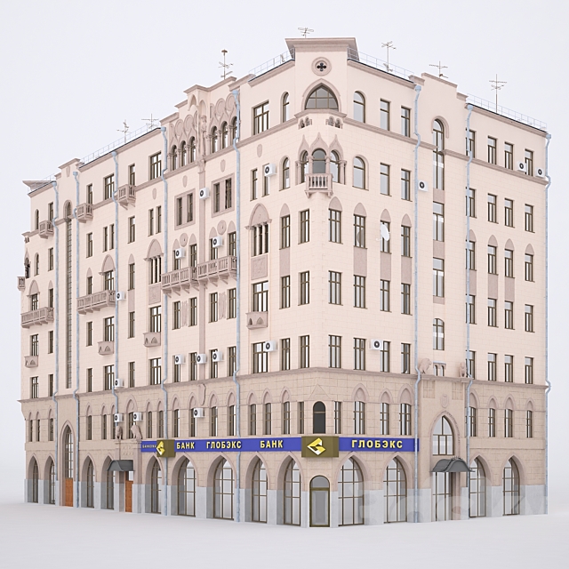 The building of Moscow Street. Gardening Samotёchnaya-street 2_12 3ds Max - thumbnail 1