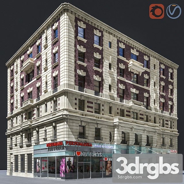 The Corner Facade Of The Old Building On Manhattan 1 3dsmax Download - thumbnail 1