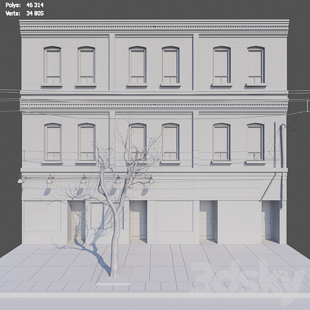 The facade of the building 3DSMax File - thumbnail 3