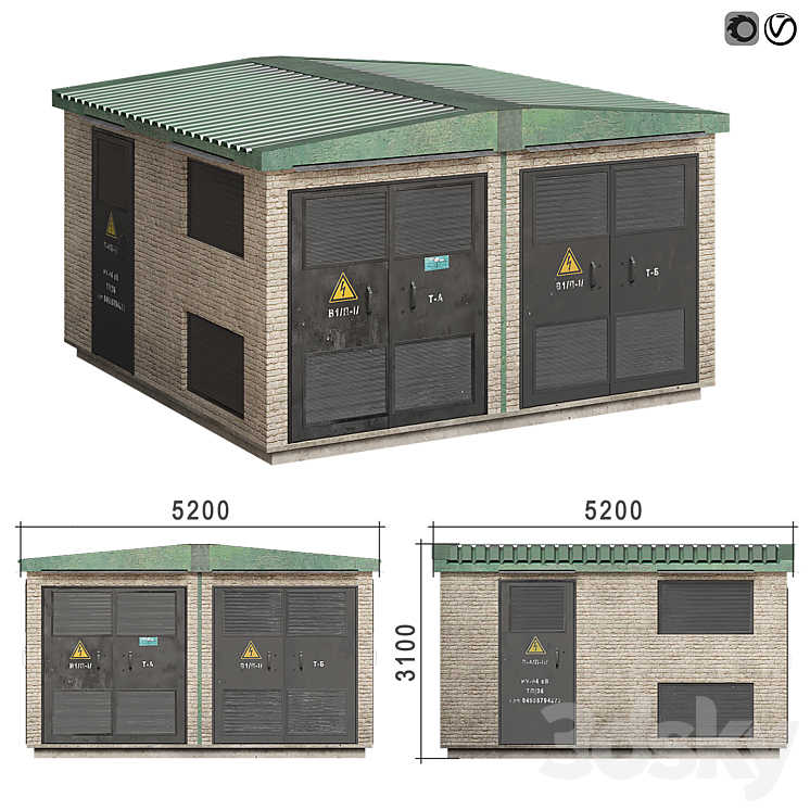 Transformer substation 3DS Max - thumbnail 1