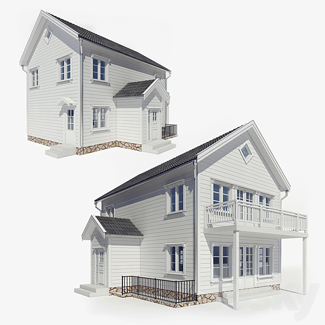 Two-storey house 3DSMax File - thumbnail 1