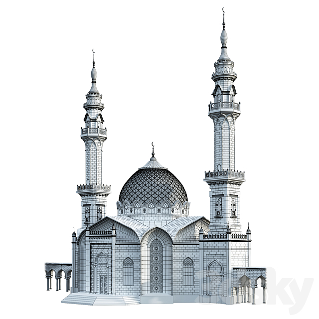 White mosque 3DS Max Model - thumbnail 2