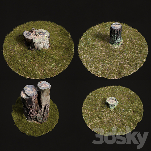 4 stump and grass 3ds Max - thumbnail 1