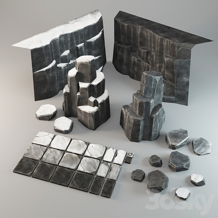 A set of rocks stones and slabs 3DS Max - thumbnail 1